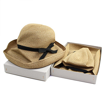 mature ha. マチュアーハ／ボックスハット「BOXED HAT 101」11cm brim grosgrain ribbon（mix brown）【送料無料】